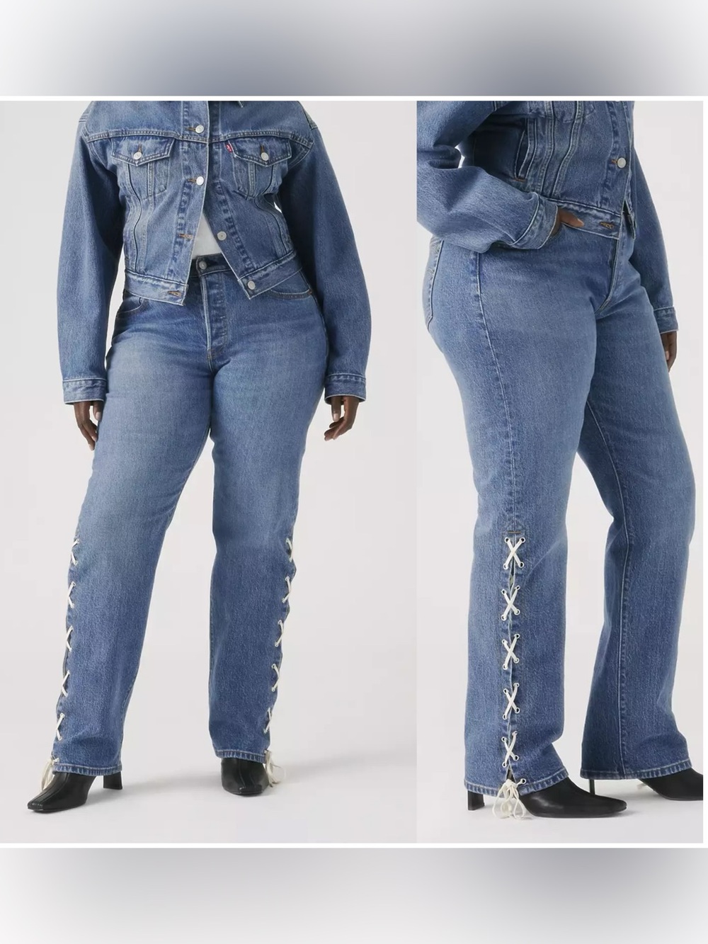 NWT Beyoncé X Levi’s 501 Curve Side Tie Lace Up Women's Jeans
